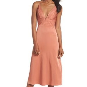 Sau Lee Lea Plunge Neck Midi Dress